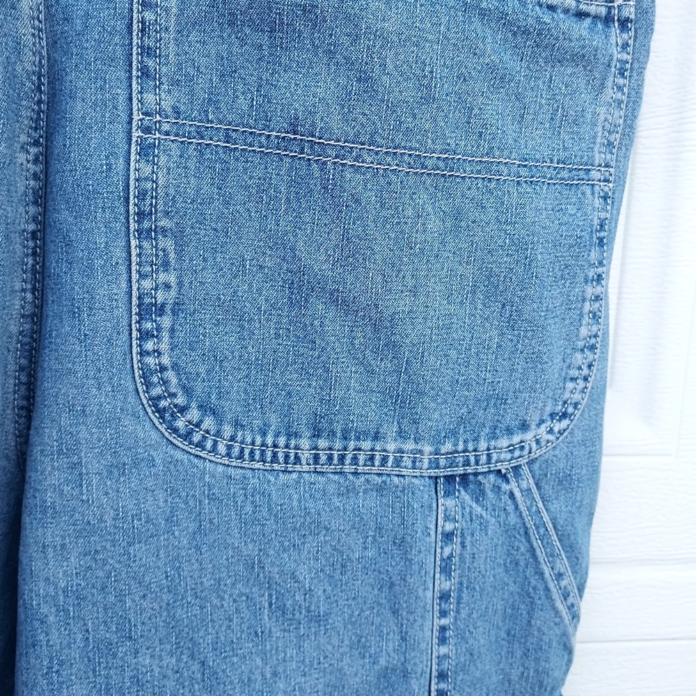 Y2K Calvin Klein Jeans Blue Wide Leg Overalls %100 Cotton Denim - Picture 8 of 10